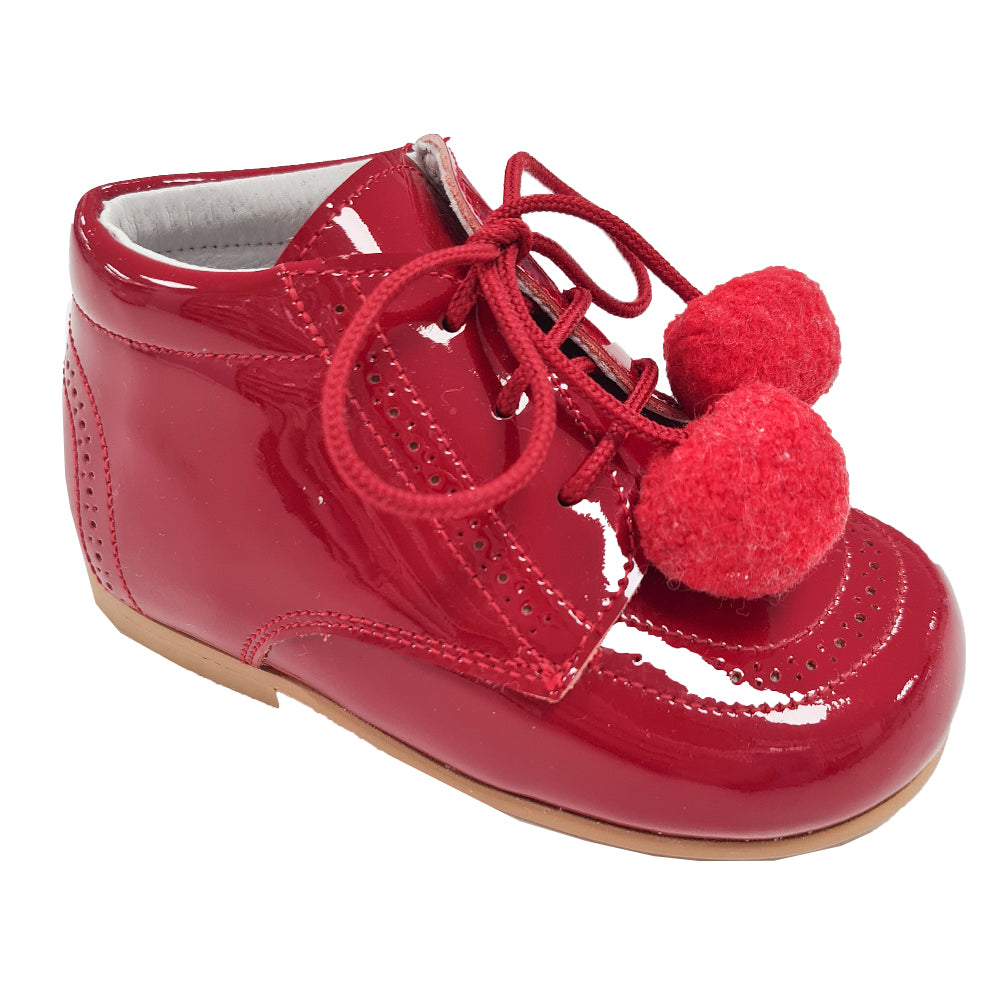 Patent Leather Pom Pom Red – Rose Boutique