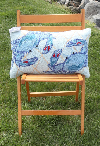 Two Blue Crabs Hooked Lumbar Pillow