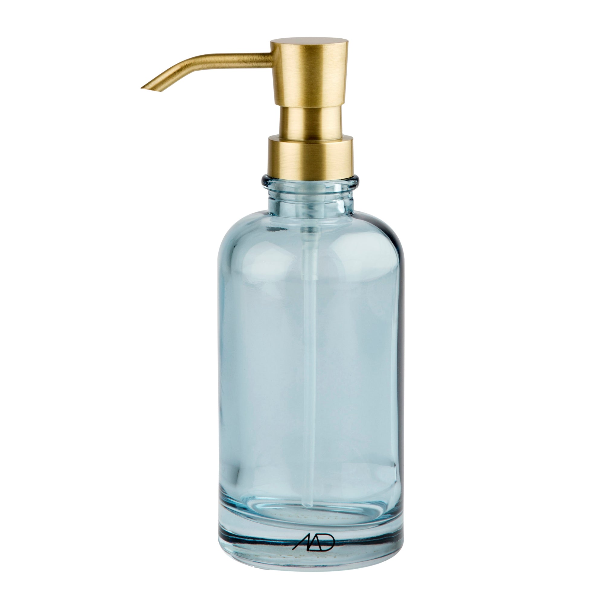 blue soap dispenser