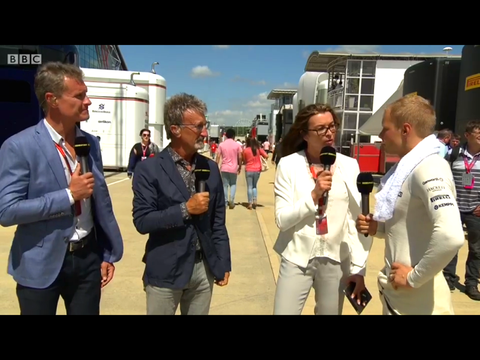 Suzi Perry and G-Hold tablet holder at the British Grand Prix