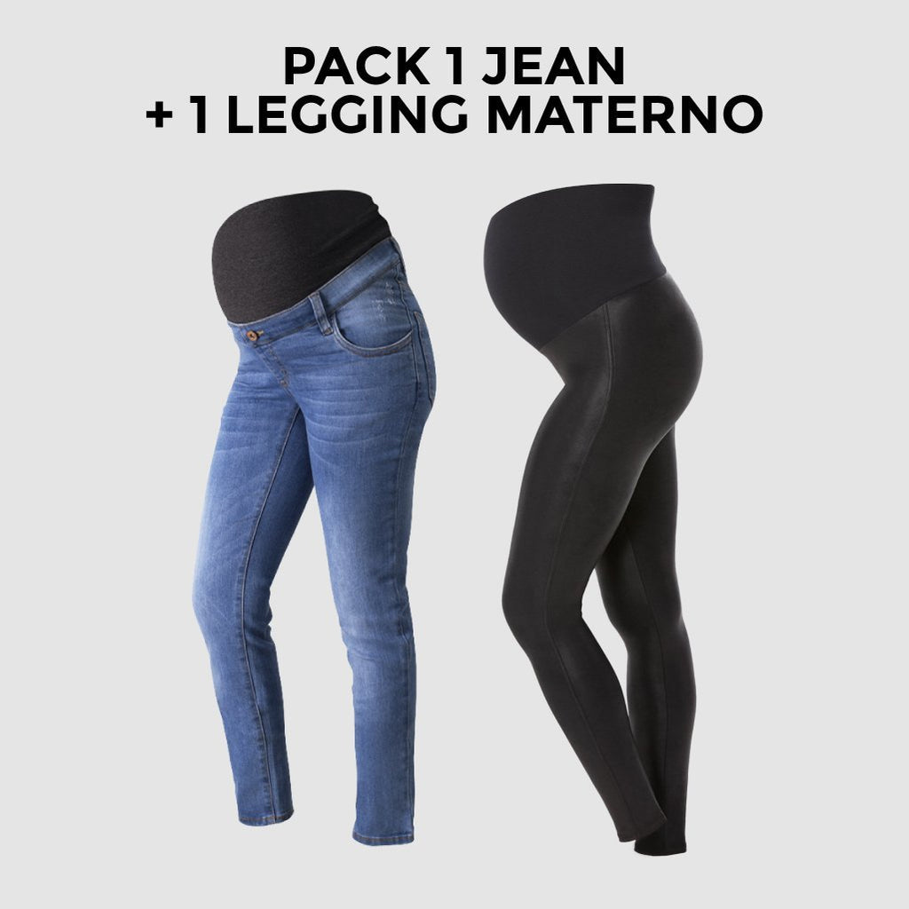 Pack Jean de Embarazo + Leggings Premium Ohm Ropa de Maternidad
