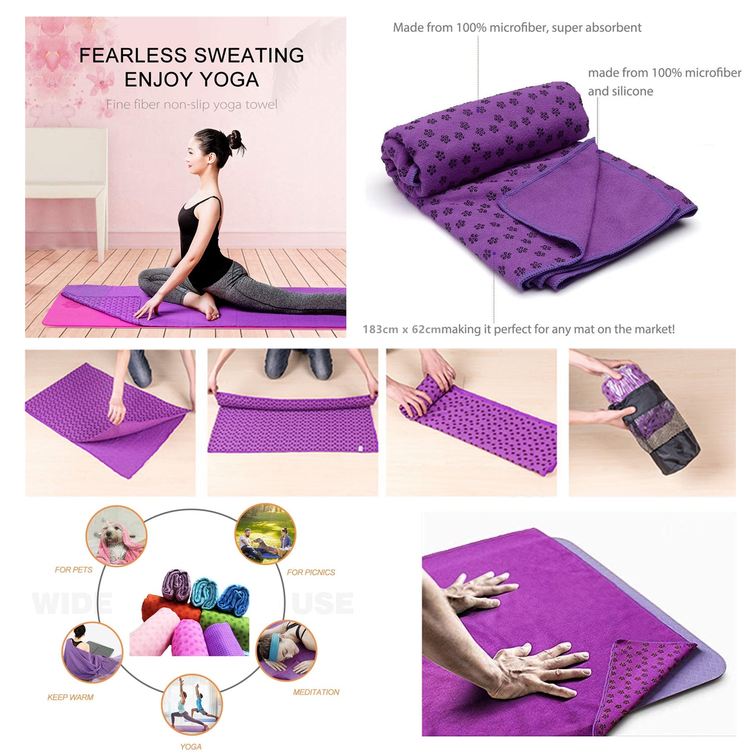 Tpe Non slip Yoga Pilates Mat Perfect Home Fitness Workouts