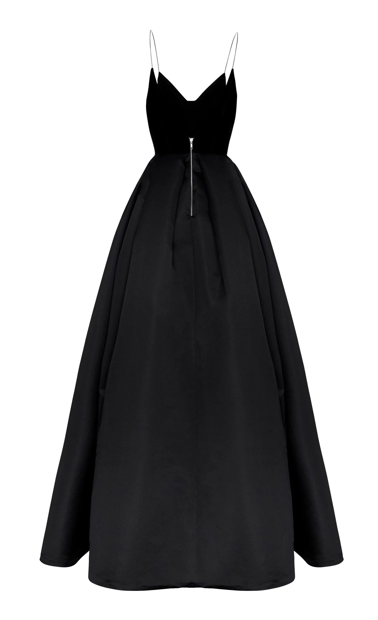 Abendkleid Bodenlang Schwarz Duchesse Linie Spaghettitrager Satin Op729