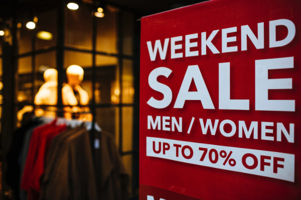 Weekend sale post with up to 70 percent discount