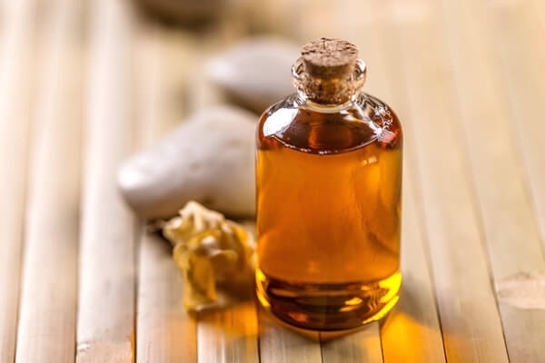 Argan oil in small glass bottle