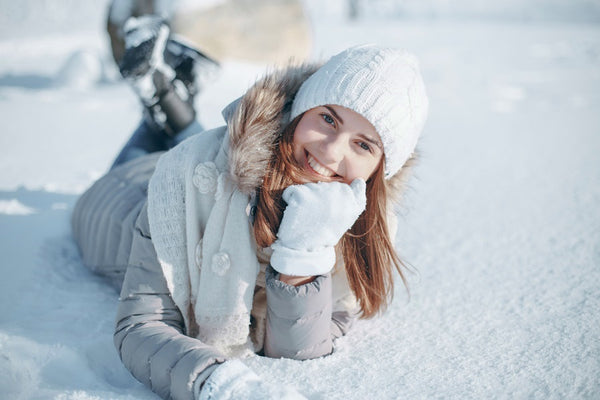 Girl playing in snow