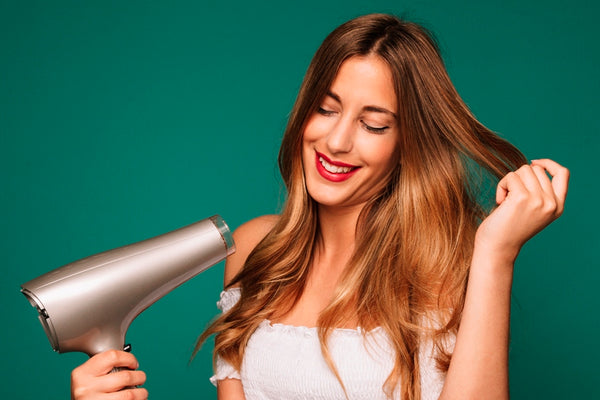 Drying hair with a hair dryer