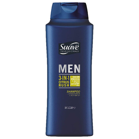 Suave Citrus Rush 3-in-1 Shampoo, Conditioner, Body Wash for Men