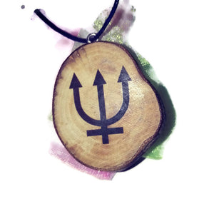 Neptune Celestial Symbol Planet Necklace Pendant Wooden Charm Natural Necklace Earrings Keyring Charms #Celestial