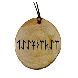 Your Name Engraved Old Turkic Rune Personalised Wood Necklace