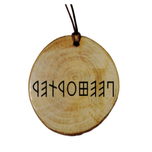 Your Name Engraved Old Italic Etruscan Rune Personalised Wood Necklace