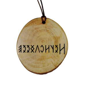 Your Name Engraved Rovasiras Hungarian Rune Personalised Wood Necklace