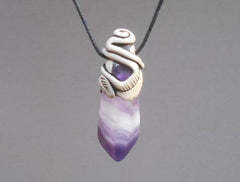 Amethyst Pendant Necklace in Clay from South Africa