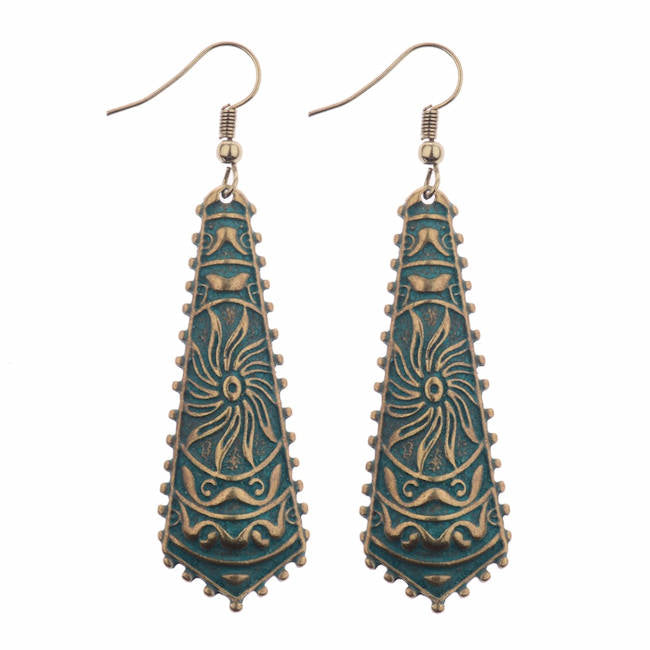 Earring - Copper Green Sun Pattern - Magnolia Mountain Jewelry