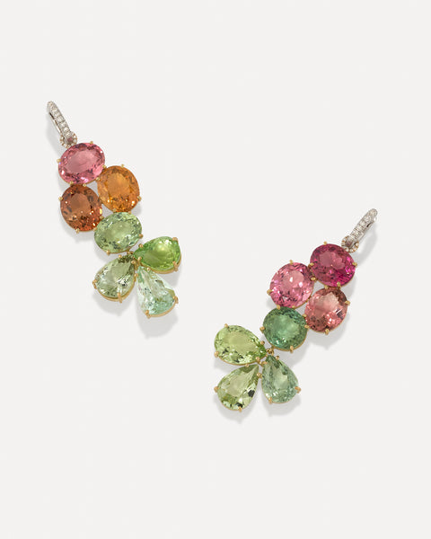 Louis Vuitton tourmaline and diamond one of a kind Conquêtes earrings.