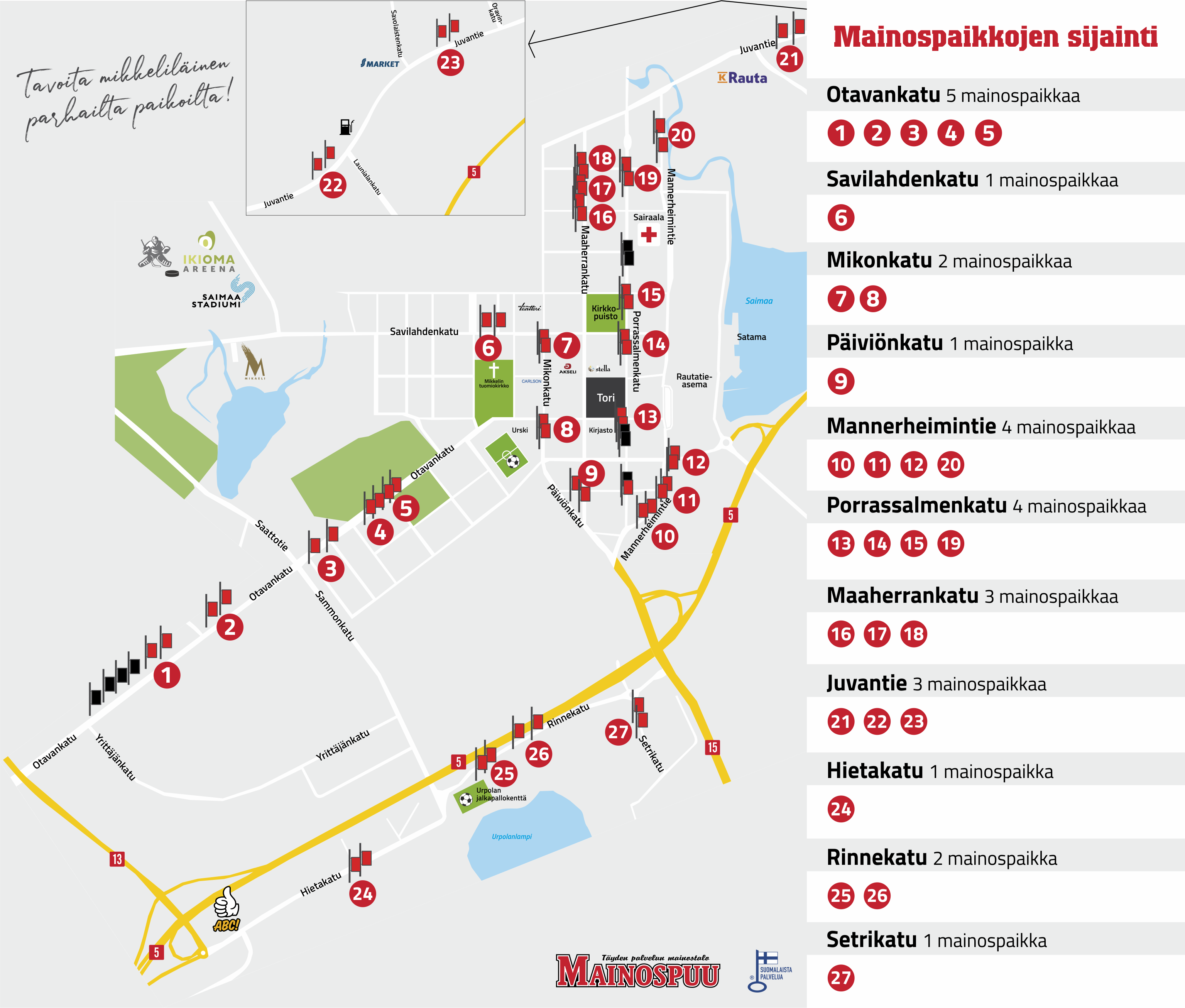 Atlas-Media pylväsmainokset kartalla