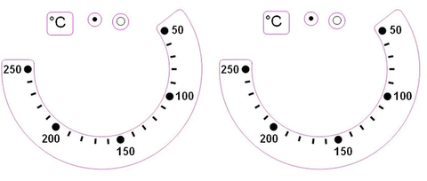Oven Temperature Control Indicator Decal Symbols Black