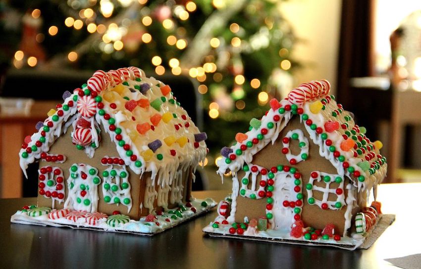 Gingerbread house decorating