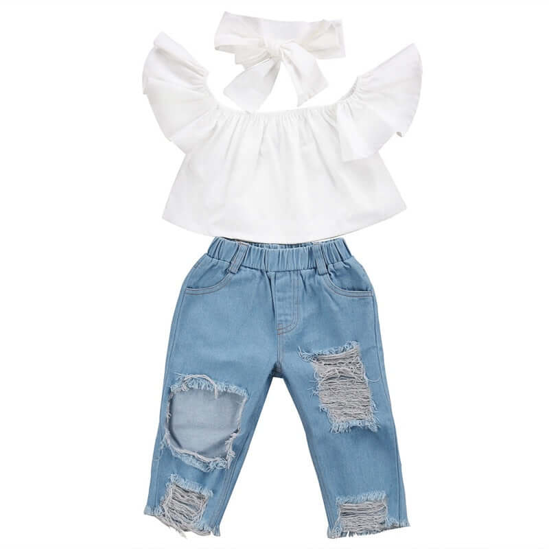 Polka Dot Denim Set  Trendy Baby & Toddler Girl Outfit