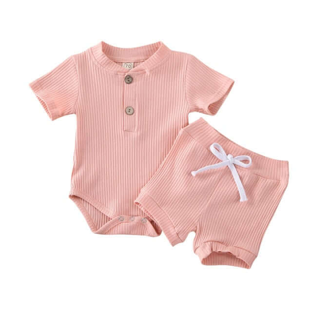 Bailey Ribbed Shorts Set | Unisex Baby Outfit