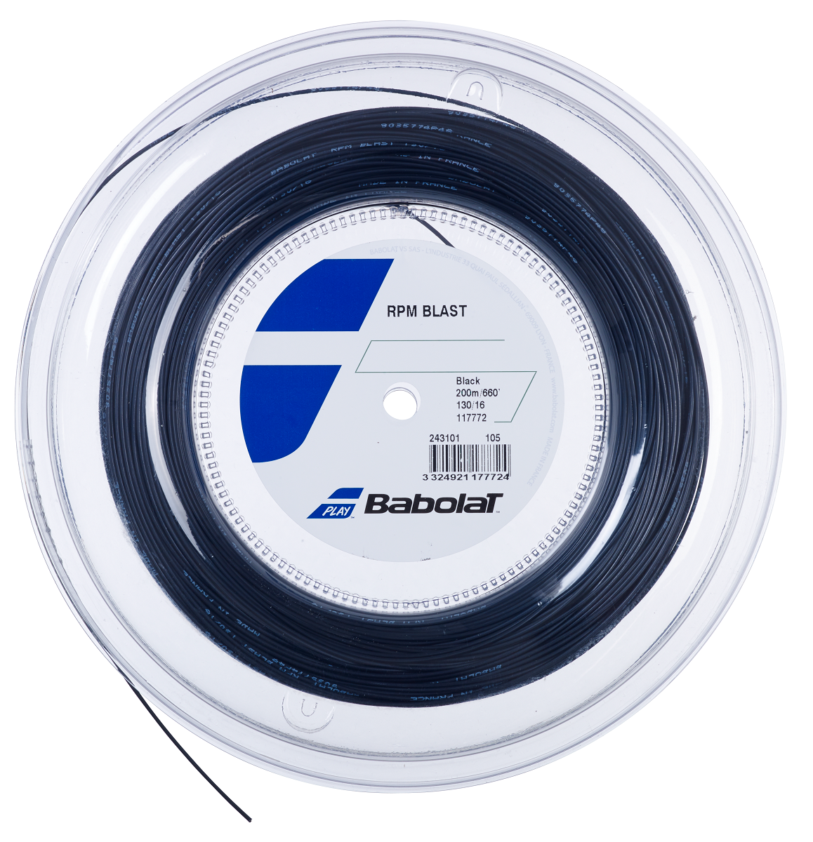 Babolat RPM Blast 16/1.30 Tennis String Reel (Black)