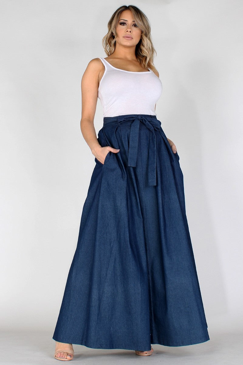 lightweight denim maxi dress