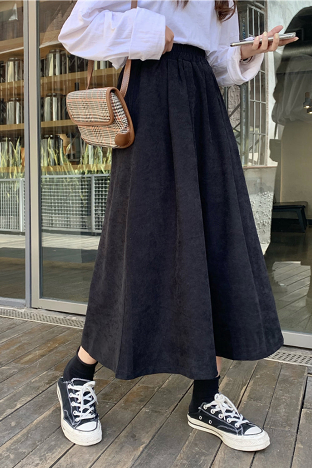 High Waist Loose Vintage Black Skirts – Tomscloth