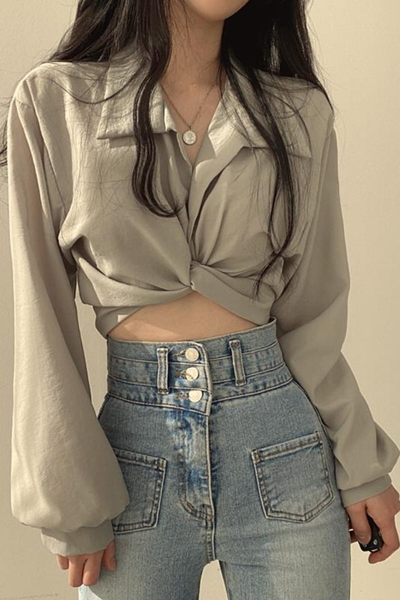 Long Sleeve Sexy Cropped Blouse Shirts – Tomscloth