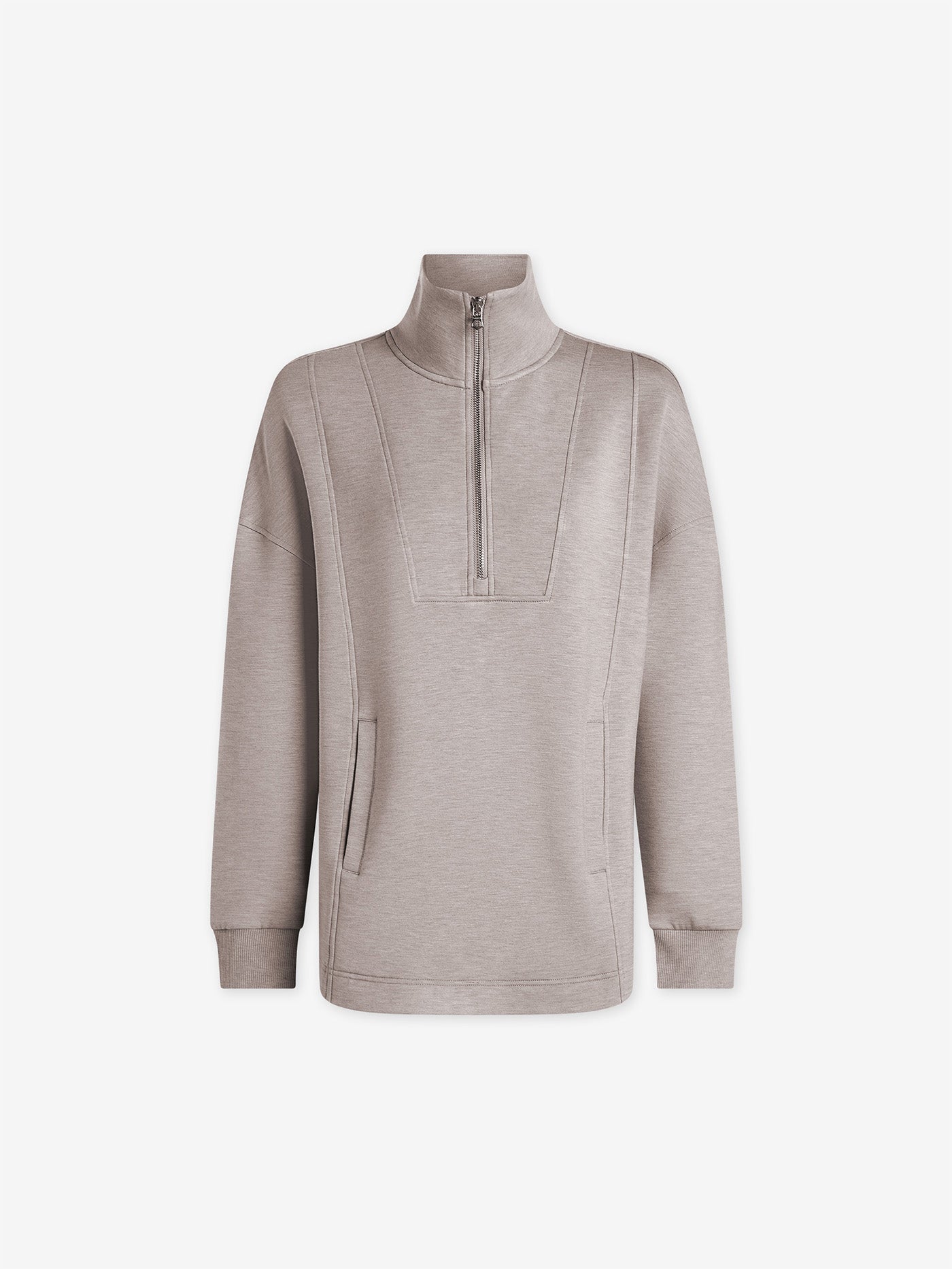 YATES HALF ZIP - TAUPE MARL – Carbon38