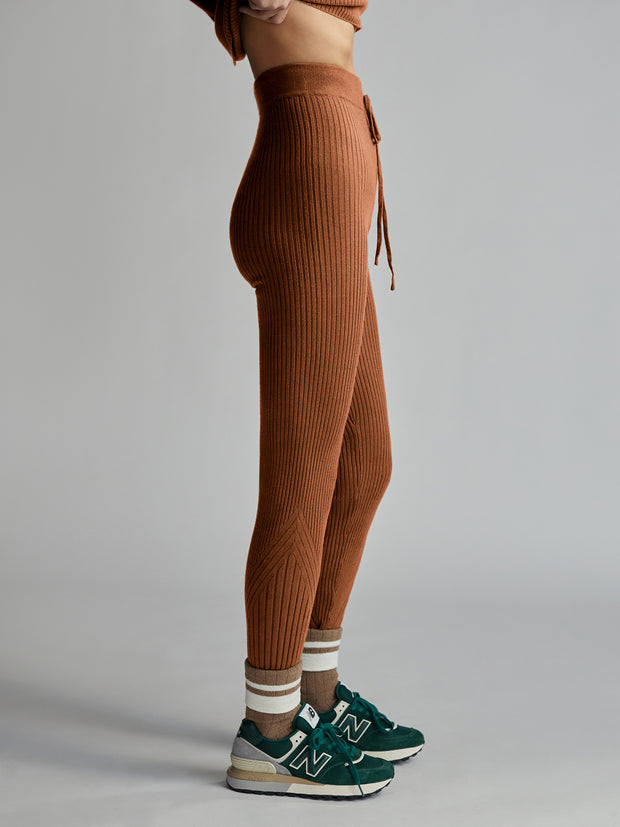 Varley Mocado Rib Knit Legging - Tortoise Shell