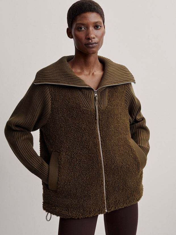 Ardley fleece and ribbed cotton jacket