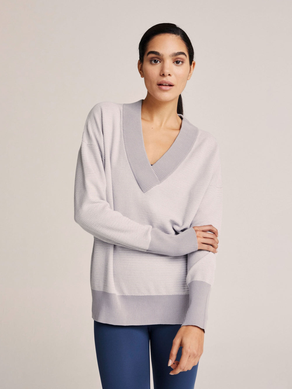 Gower in Grey | V-neck Knit Pullover Sweater | VARLEY USA – Varley US