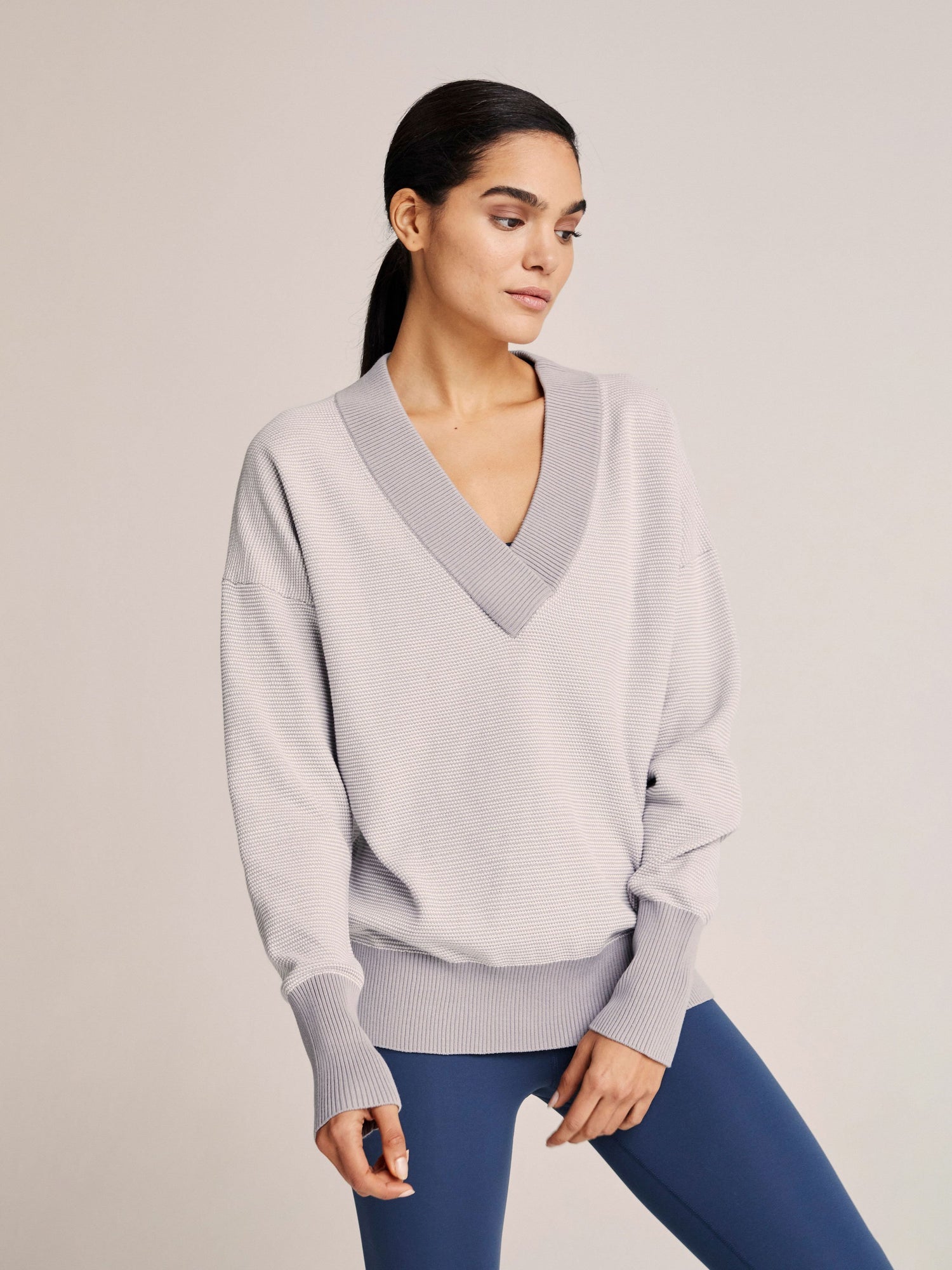 Gower in Grey | V-neck Knit Pullover Sweater | VARLEY USA – Varley US