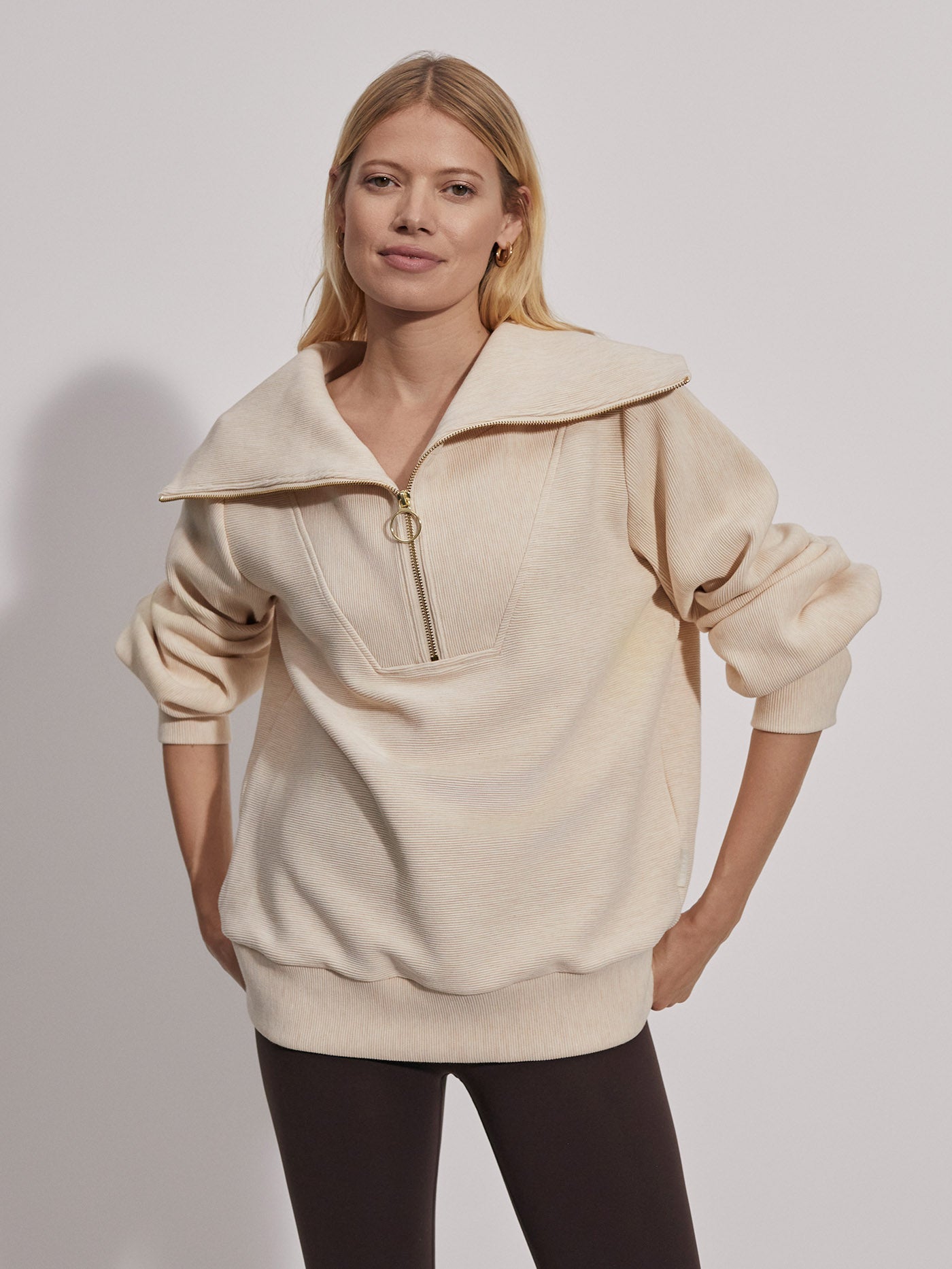 Varley Taupe Marl Yates Half Zip Pullover – Mod and Proper