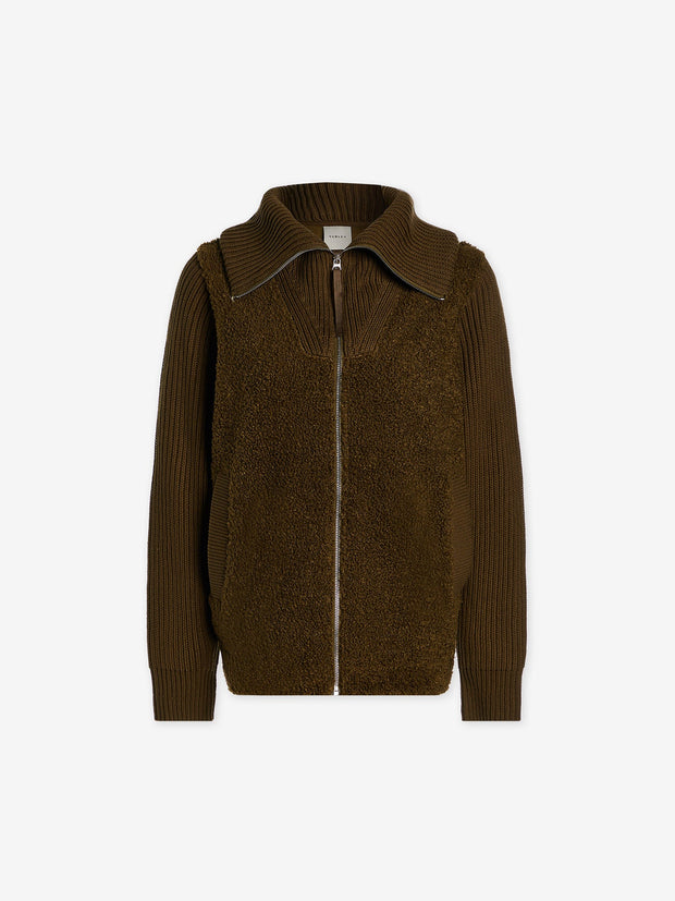 Ardley fleece and ribbed cotton jacket