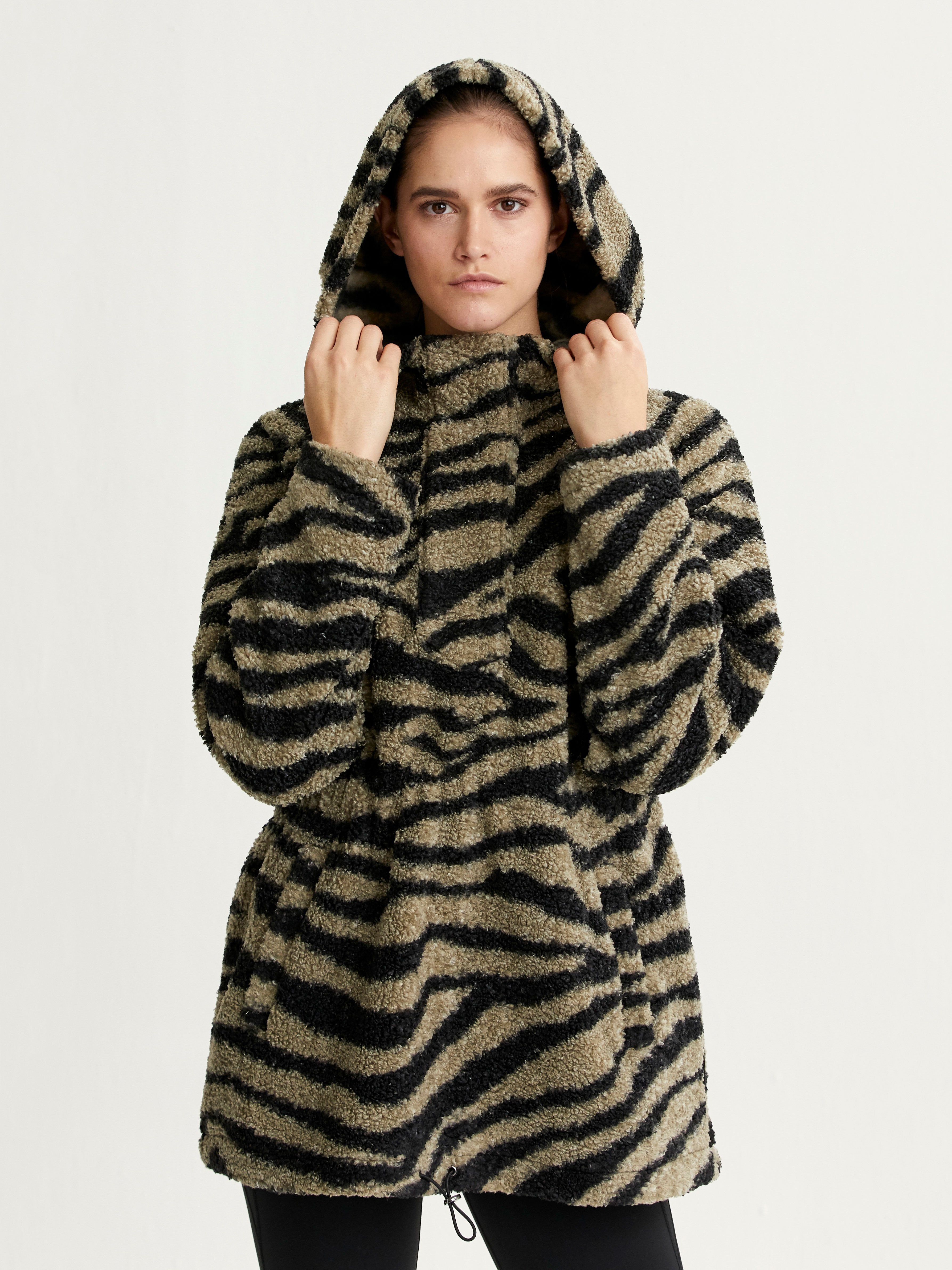 Whitfield in Gravity Zebra | Hooded Lightweight Sherpa Pullover with ...