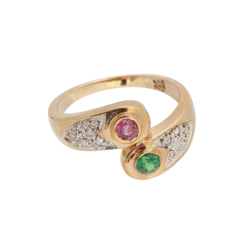 Diamond Ring with Pink Sapphire and Green Tsavorite - Cape Diamond ...