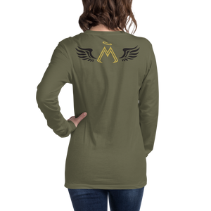 Military Green Long Sleeve Tee With Gold-Black MM Iconic Logo