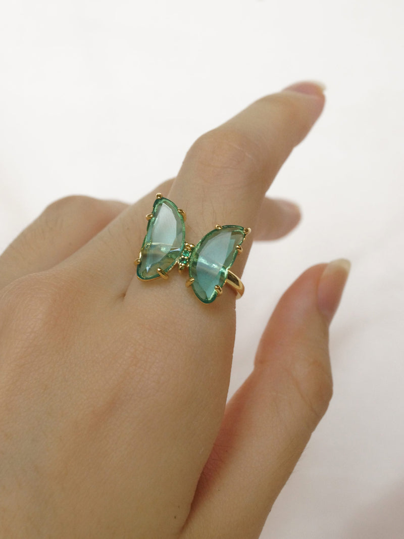 green butterfly ring