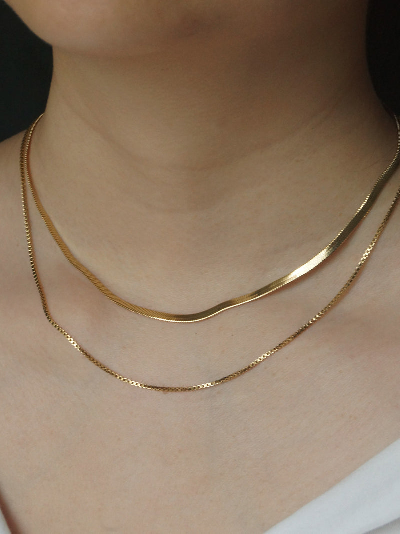 Layered Snake Chain Necklace *18K Gold-plated Stainless Steel