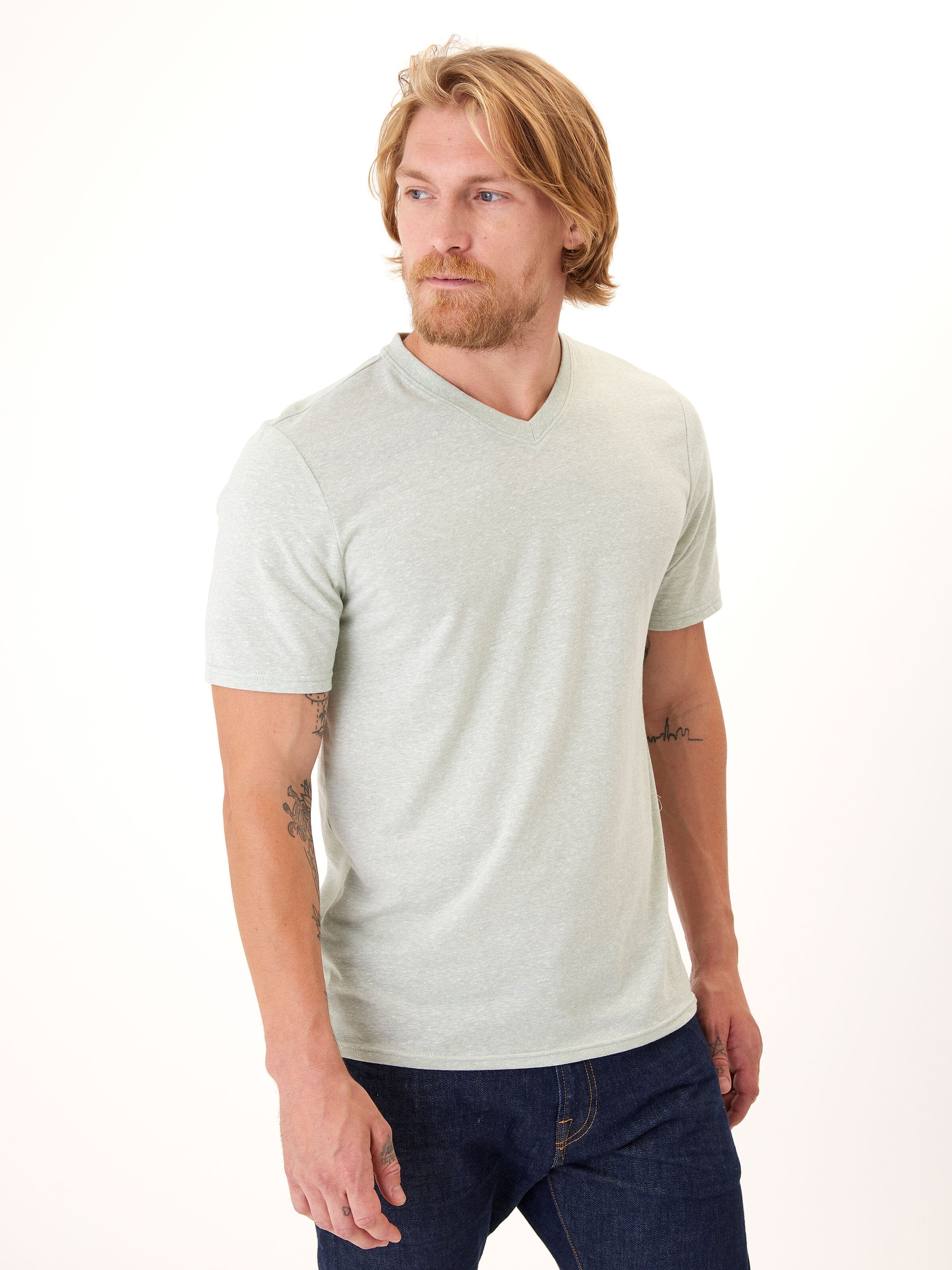 Triblend V-Neck Tee Mens Tops Tshirt Short Threads 4 Thought 