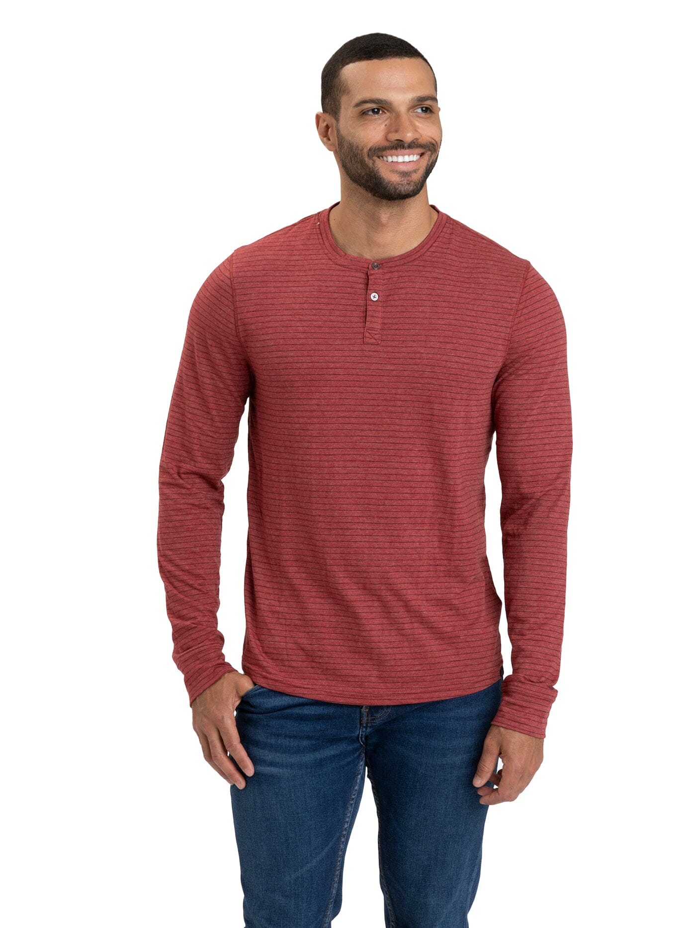 Stripe Triblend Long Sleeve Henley – Threads 4 Thought