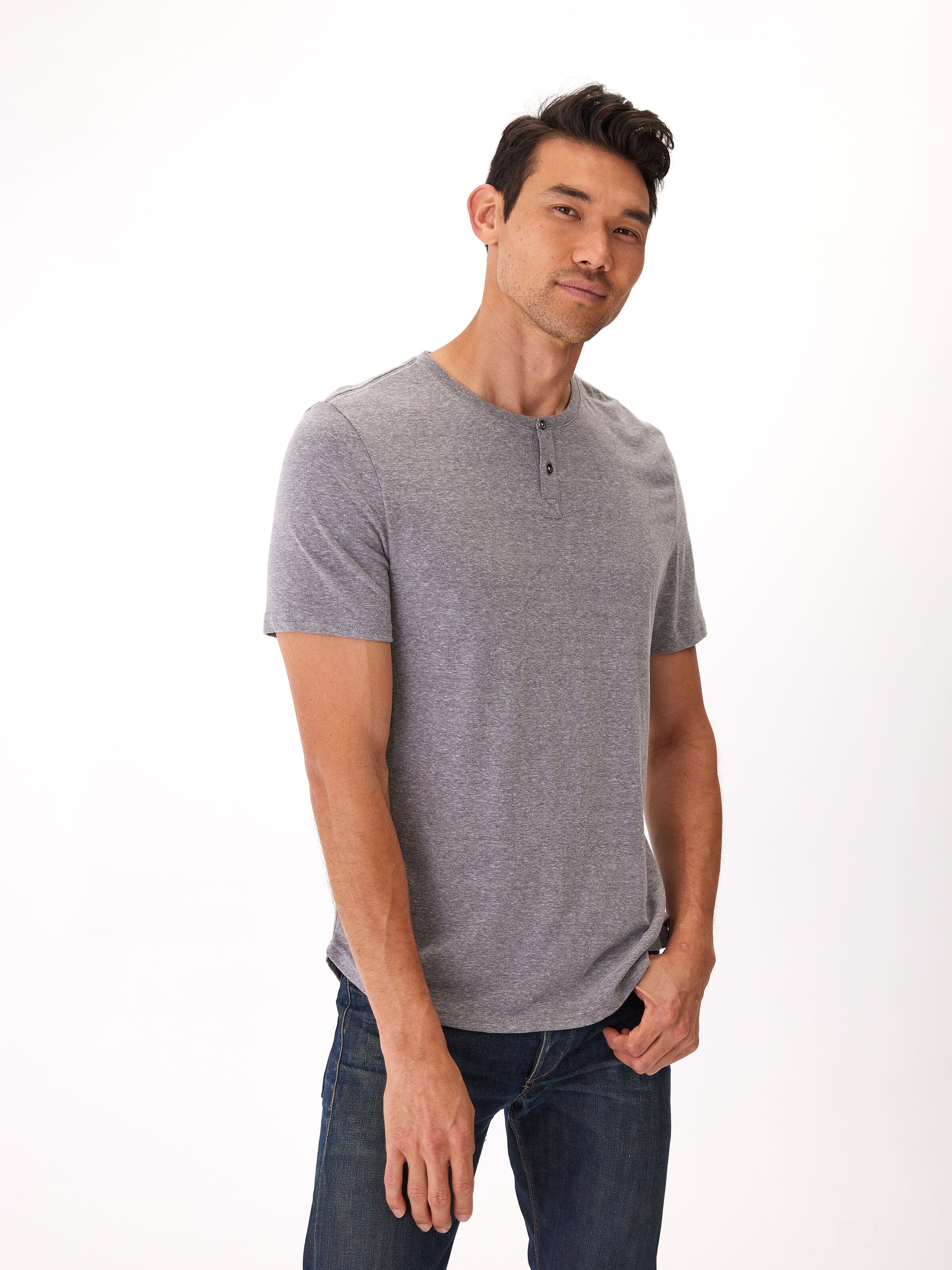 Baseline 2 Button Short Sleeve Henley Mens Tops Tshirt Short Threads 4 Thought 