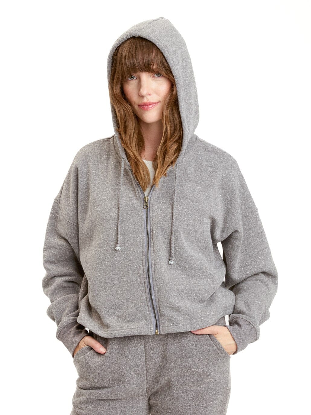 Venetia Triblend Fleece Crop Zip Hoodie Womens Outerwear Sweatshirt Threads 4 Thought 