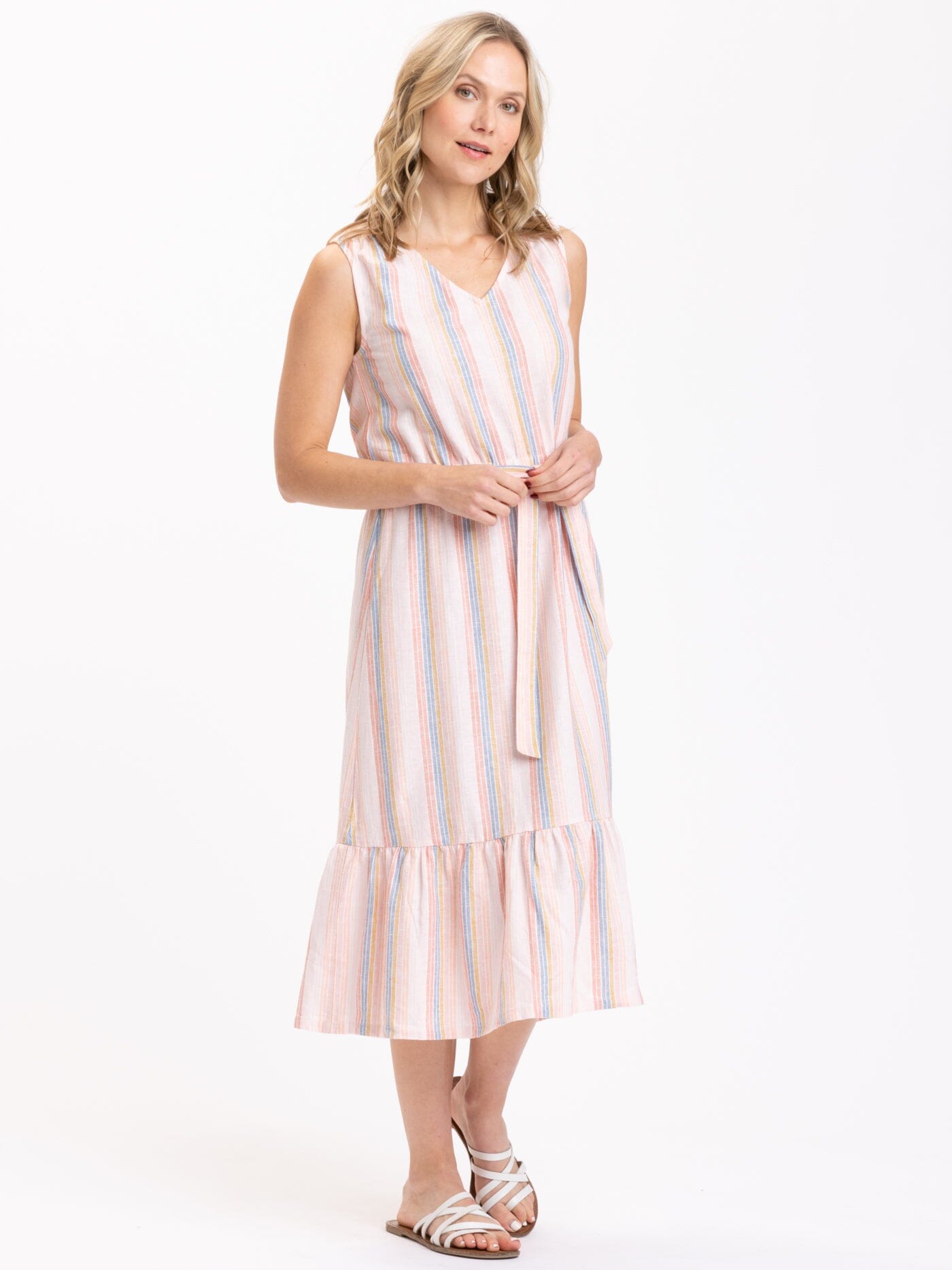 Veda Woven Stripe Tie-Waist Dress Womens Dresses Threads 4 Thought 