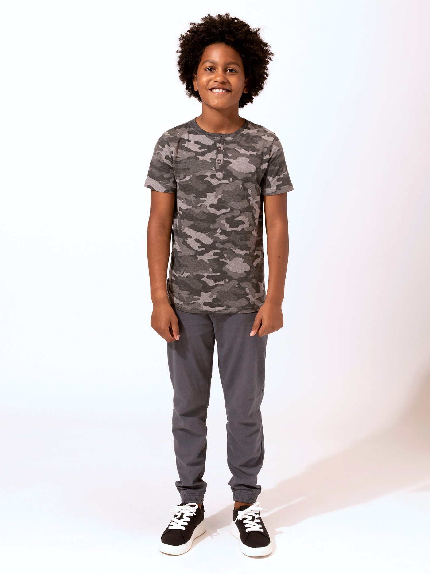 Boys Short Sleeve Camo Henley Boys Tops Threads 4 Thought 