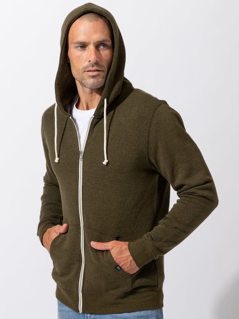 Triblend Fleece Zip Hoodie in Heather Fortress – Threads 4 Thought