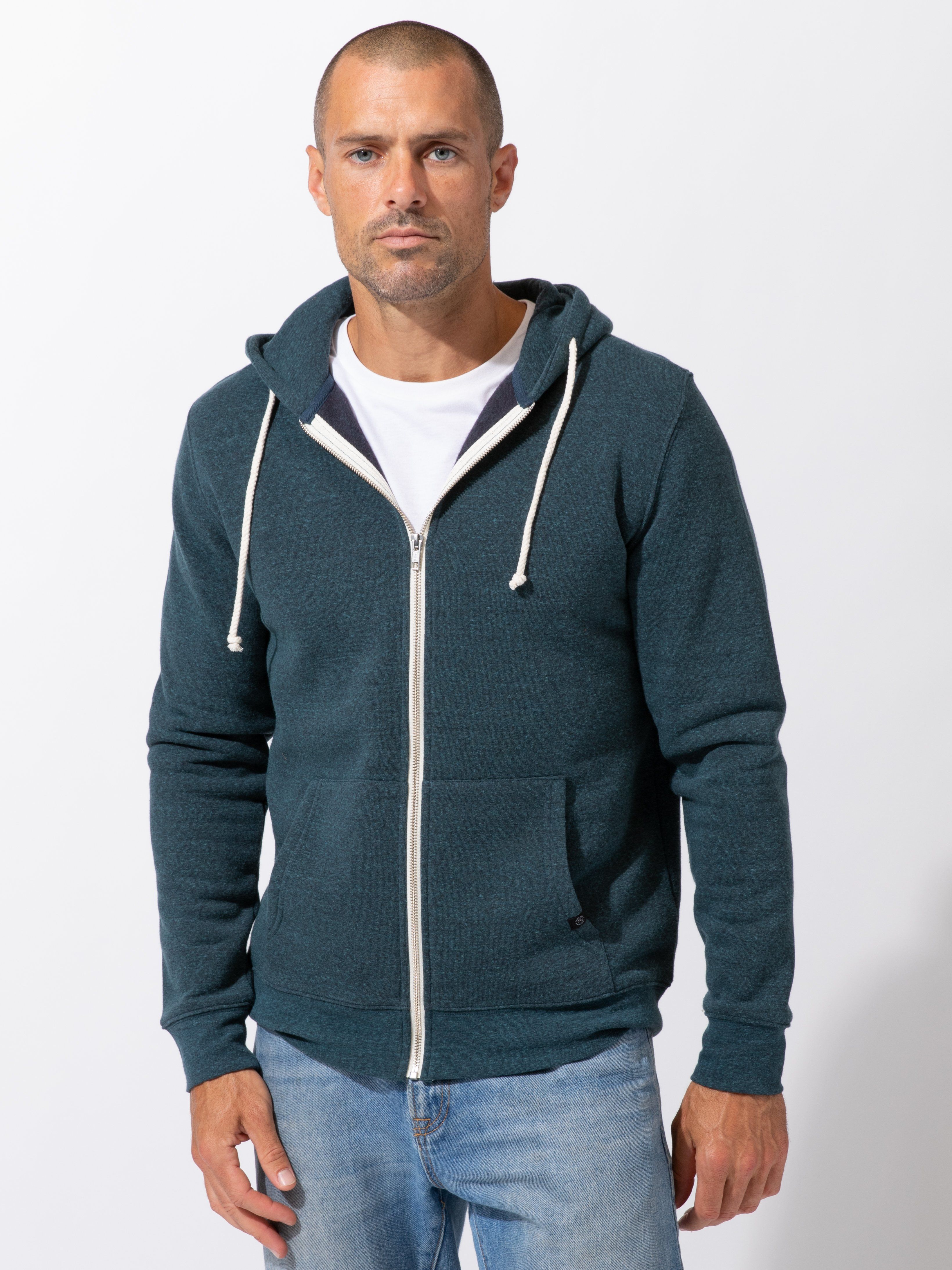 Threads 4 Thought Tri-Blend 1/4 Zip Hoodie Men's Sweatshirt Heather Grey : SM