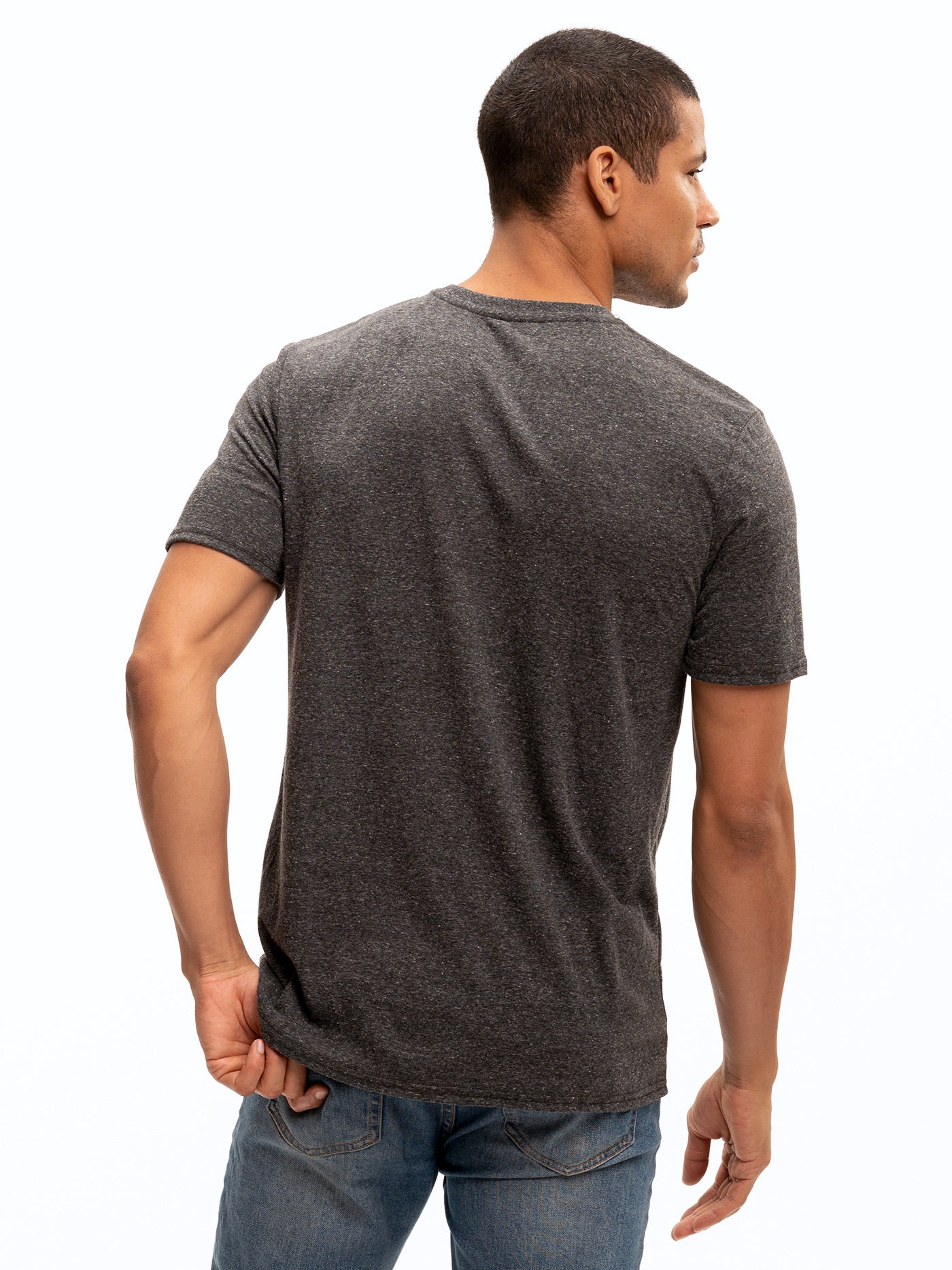 in Tee Neck Crew Threads Grey Thought Triblend – 4 Heather