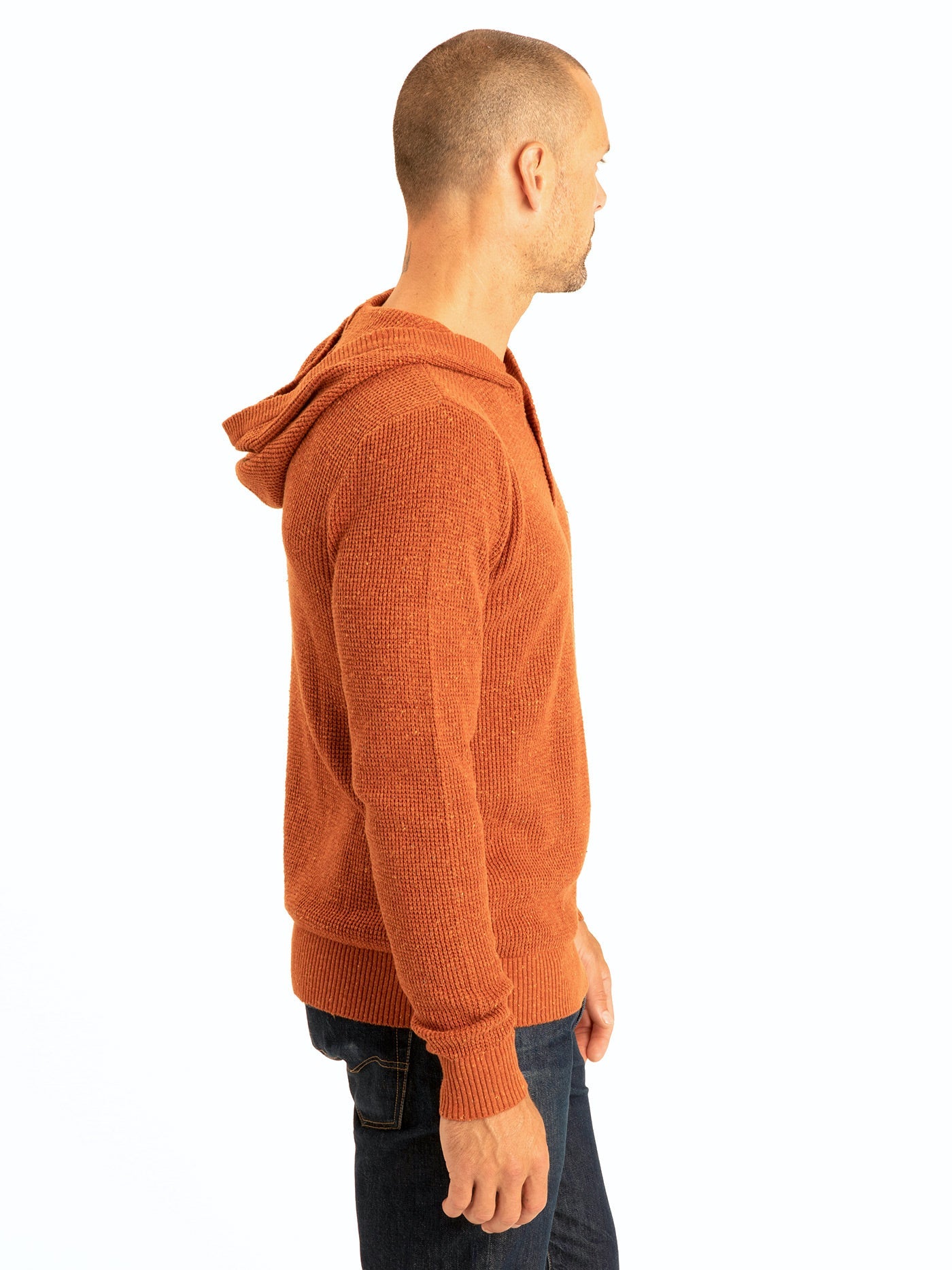 Raja Waffle Knit Henley Hoodie Sweater Mens Outerwear Sweater Threads 4 Thought 